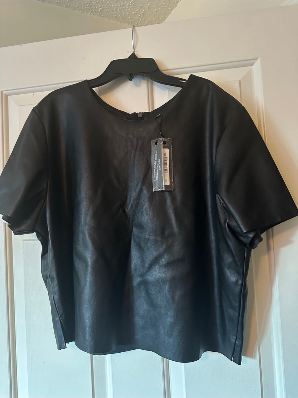 Steve Madden Faux Leather Short Sleeve Top